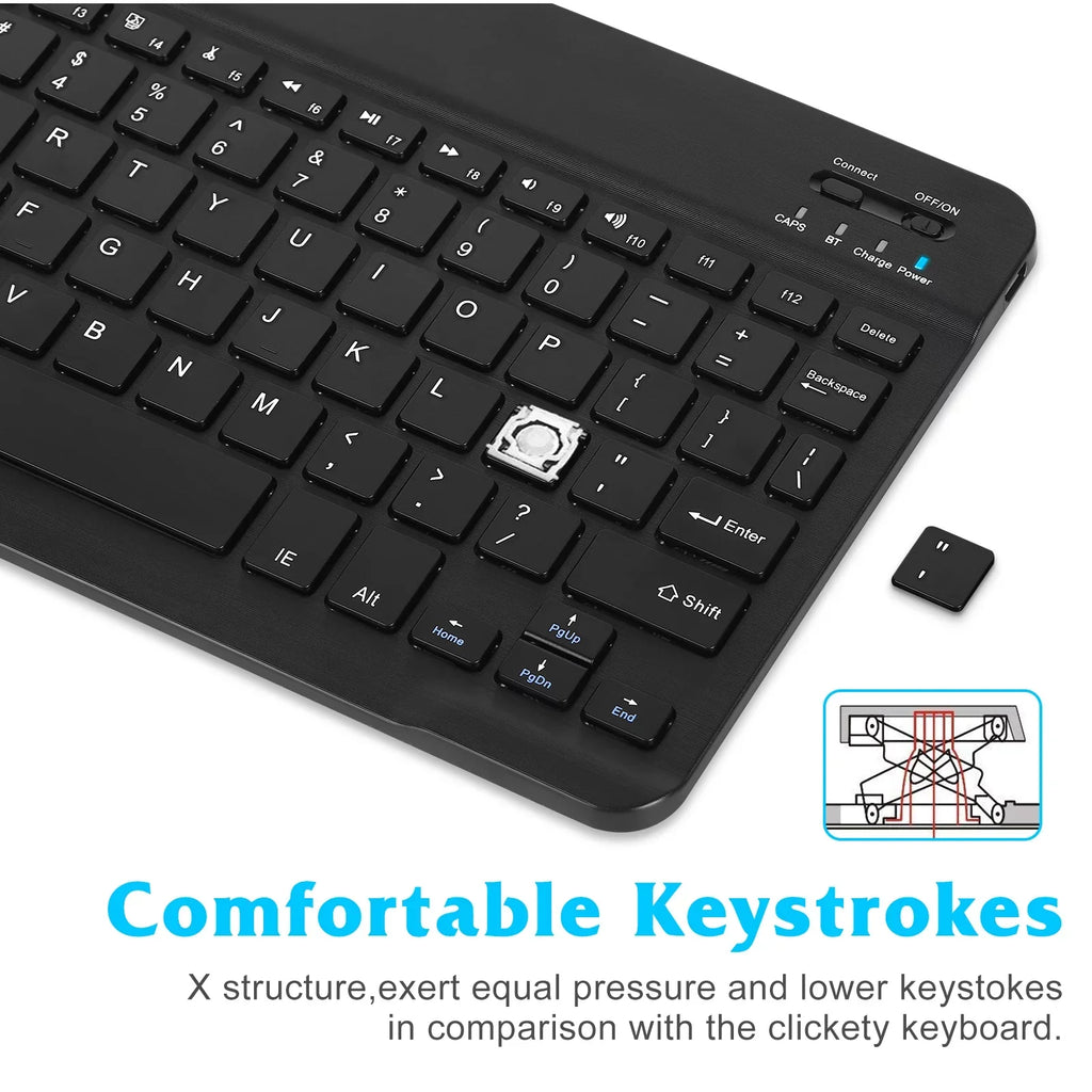 Rechargeable Bluetooth Keyboard and Mouse Combo Ultra Slim Full-Size Keyboard and Ergonomic Mouse for ZTE Axon 30 Pro 5G and All Bluetooth Enabled Mac/Tablet/iPad/PC/Laptop - Onyx Black