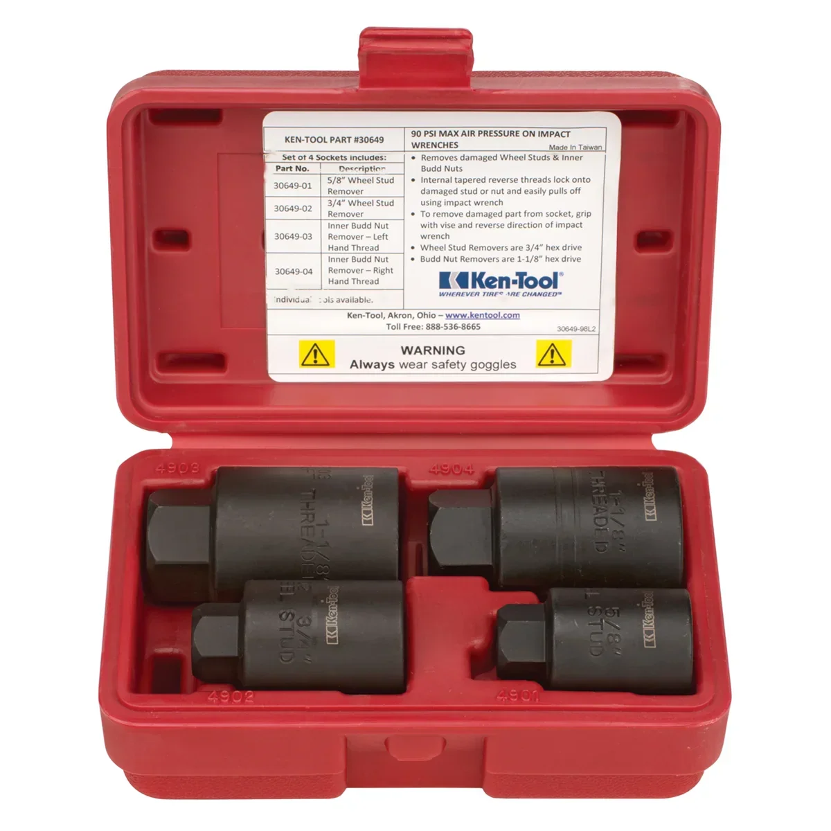 4-PC H.D. WHEEL STUD REMOVER SET
