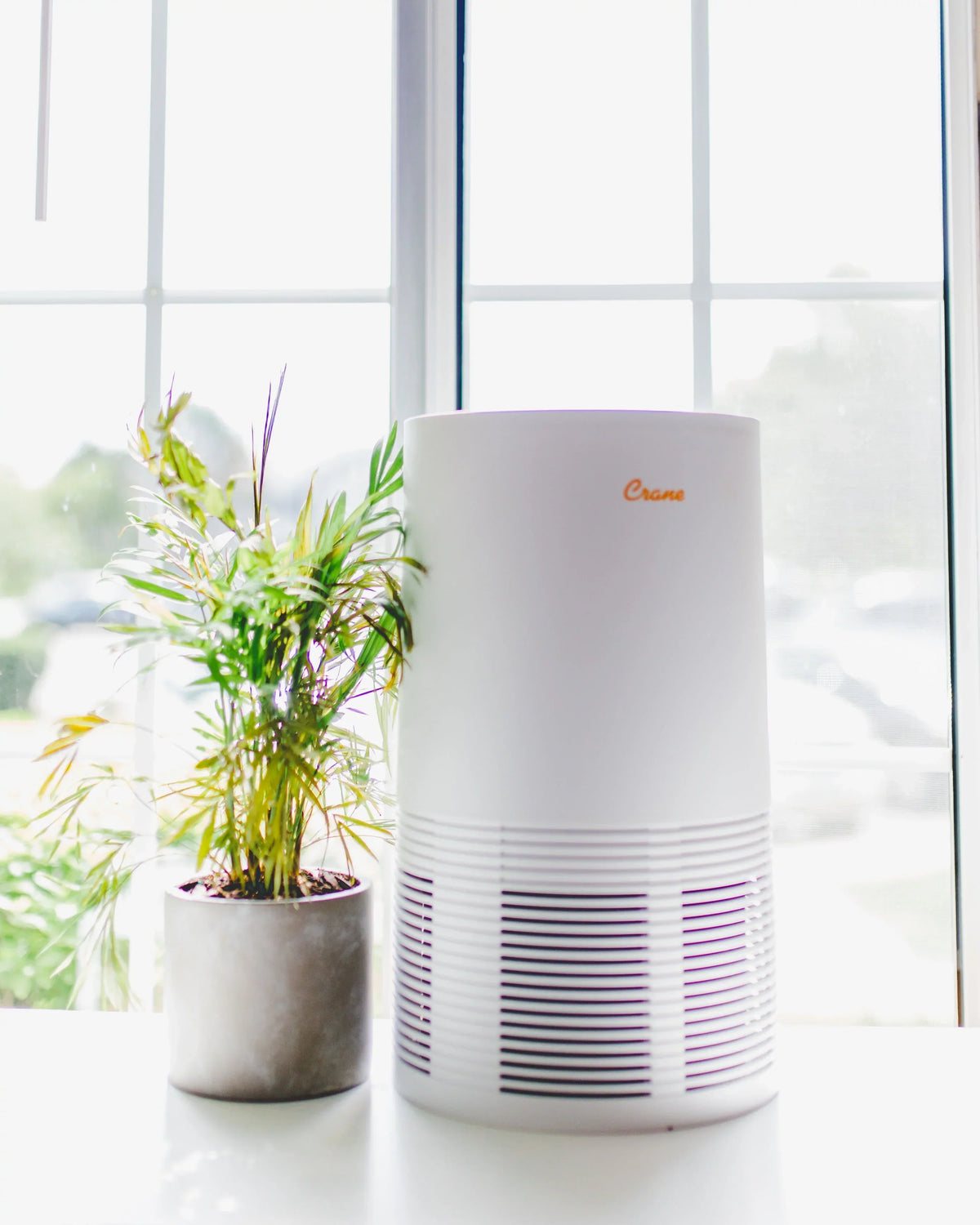 Crane - USA True HEPA Tower Air Purifier with UV Light, 300 Sq feet Coverage, White