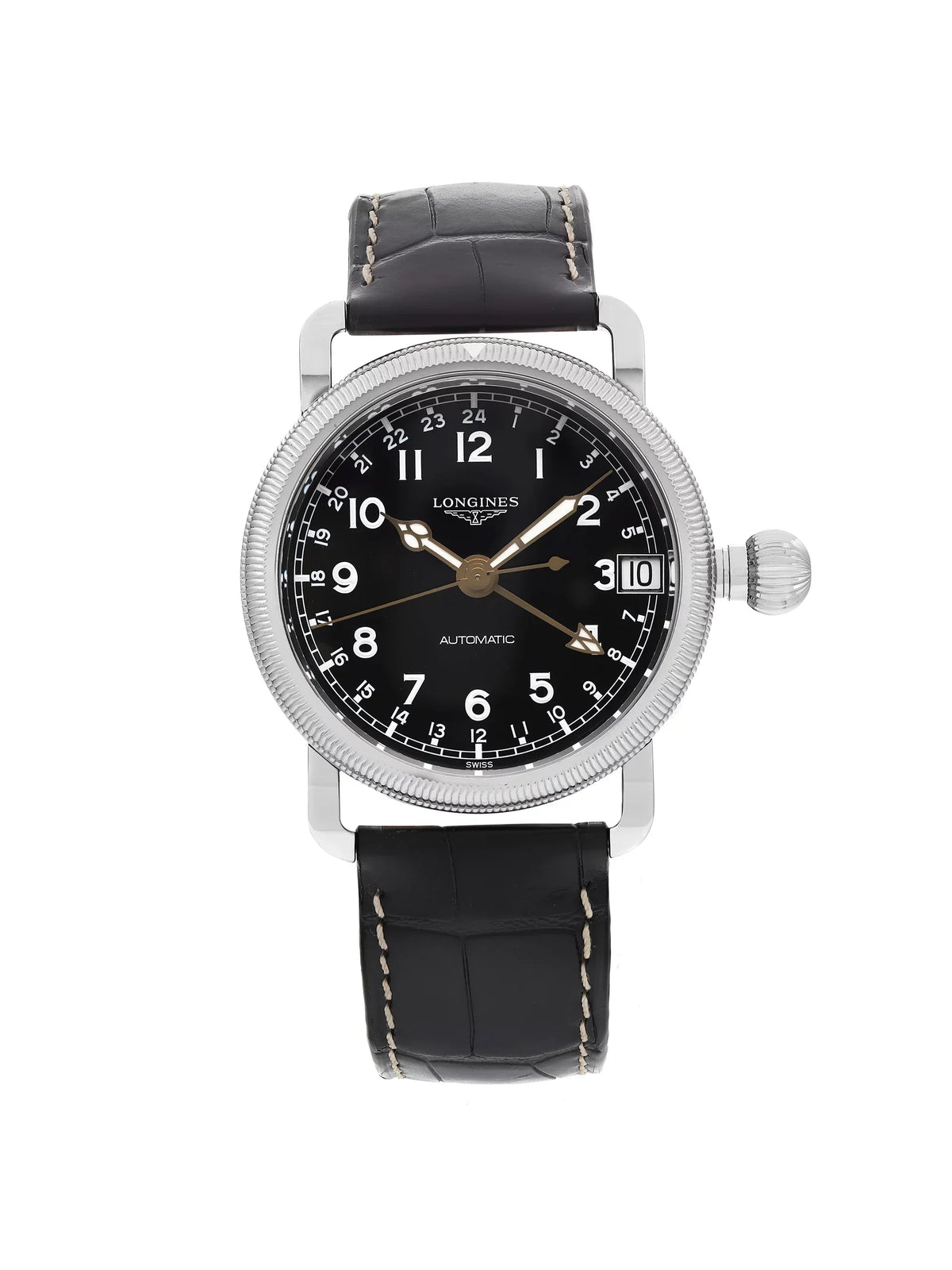 New Longines Heritage Avigation GMT Steel Black Automatic Watch L2.778.4.53.2