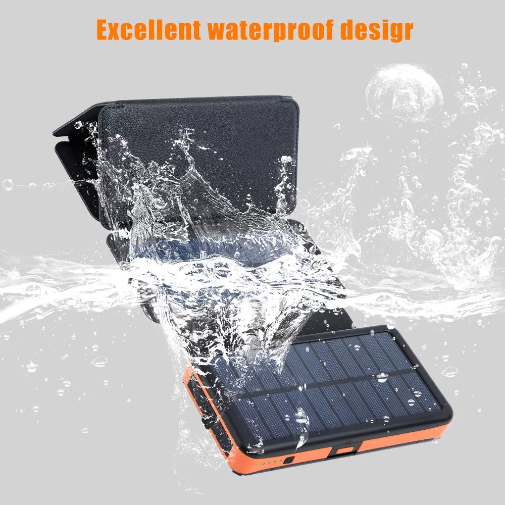 26000mAh 6 Solar Panel Portable Charger Folding Solar Power Bank External Battery with Flashlight For Cell Phone