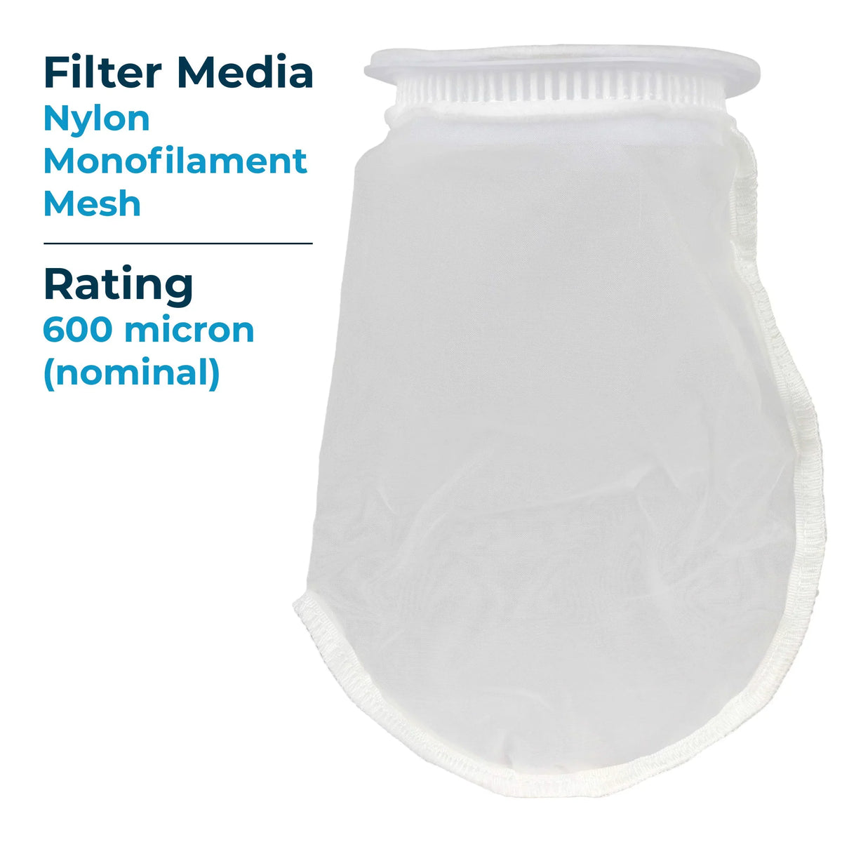SpiroPure SP-BN-410-600 600 Micron #3 (10”) Woven Nylon Monofilament Mesh Liquid Bag Filter BN-410-600 255015-03 (Case of 40)