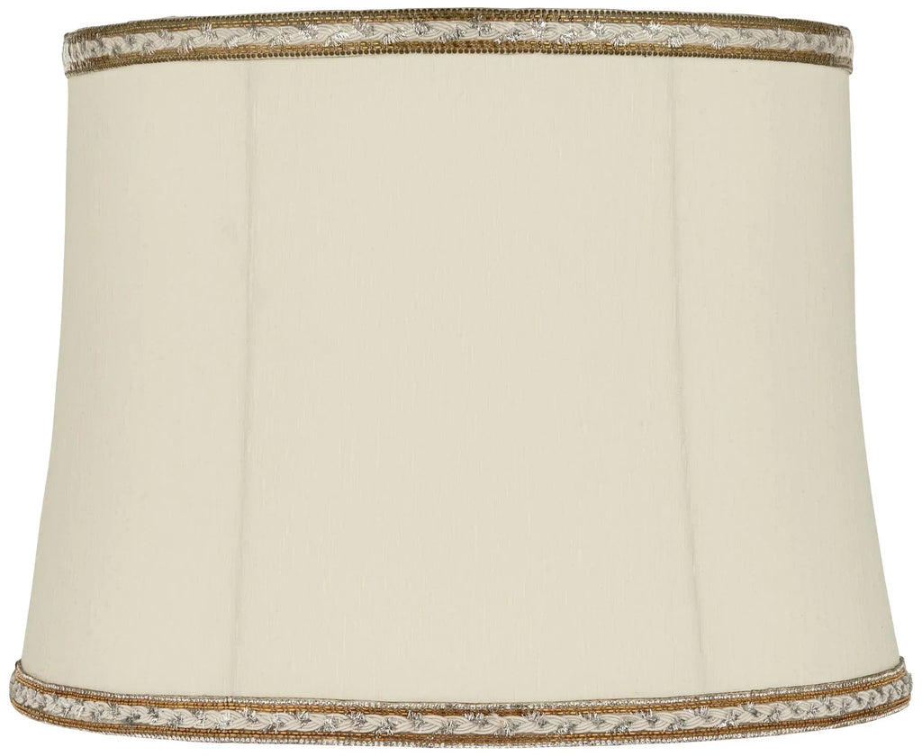 Springcrest Milano Drum Lamp Shades Cream Medium 14" Top x 16" Bottom x 12" High Washer Replacement Harp and Finial Fitting