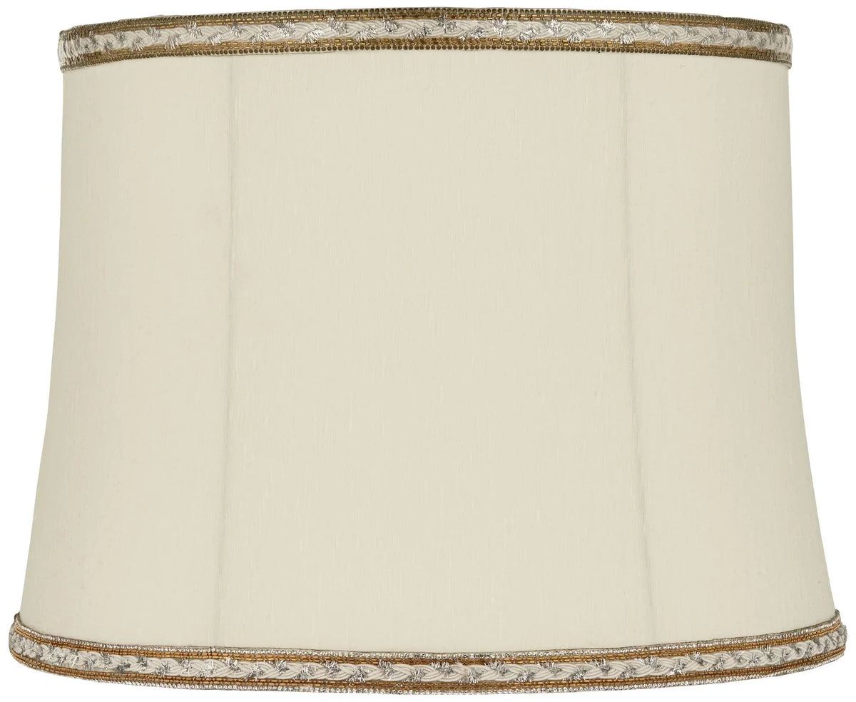 Springcrest Milano Drum Lamp Shades Cream Medium 14" Top x 16" Bottom x 12" High Washer Replacement Harp and Finial Fitting