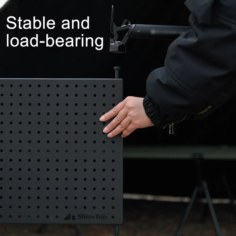 Radirus Camping BBQ Picnic Display Storage Rack, Multifunctional Portable Hole Board Shelf for Cups and Bowls