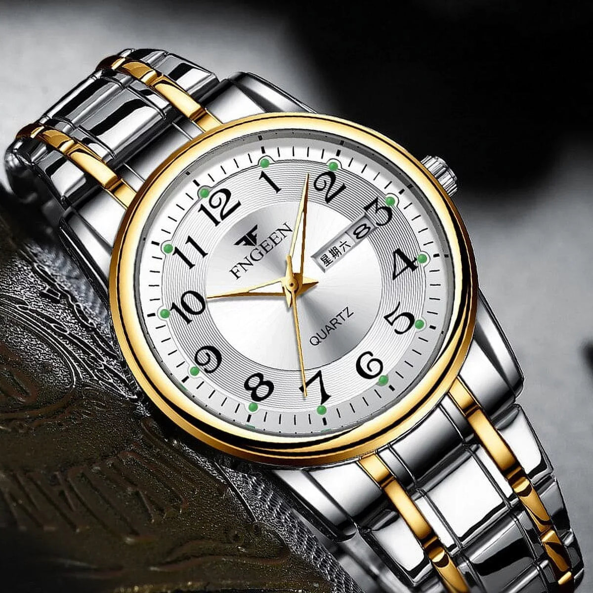 FNGEEN Men Watch Top Luxury Brand Quartz Mens Watches Sport Wristwatch Man Stainless Steel Luminous Hands Relogio Masculino