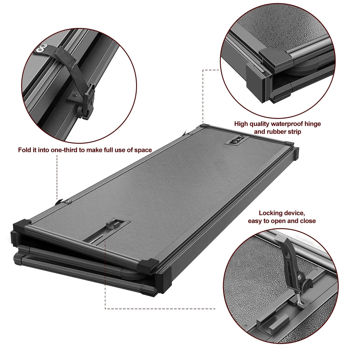 Kikito Professional FRP Hard Tri-Fold Truck Bed Tonneau Cover for 2003-2024 Ram 1500 2500 3500 6.4ft (74.6in) Bed Without | Rambox & Deckrail System |