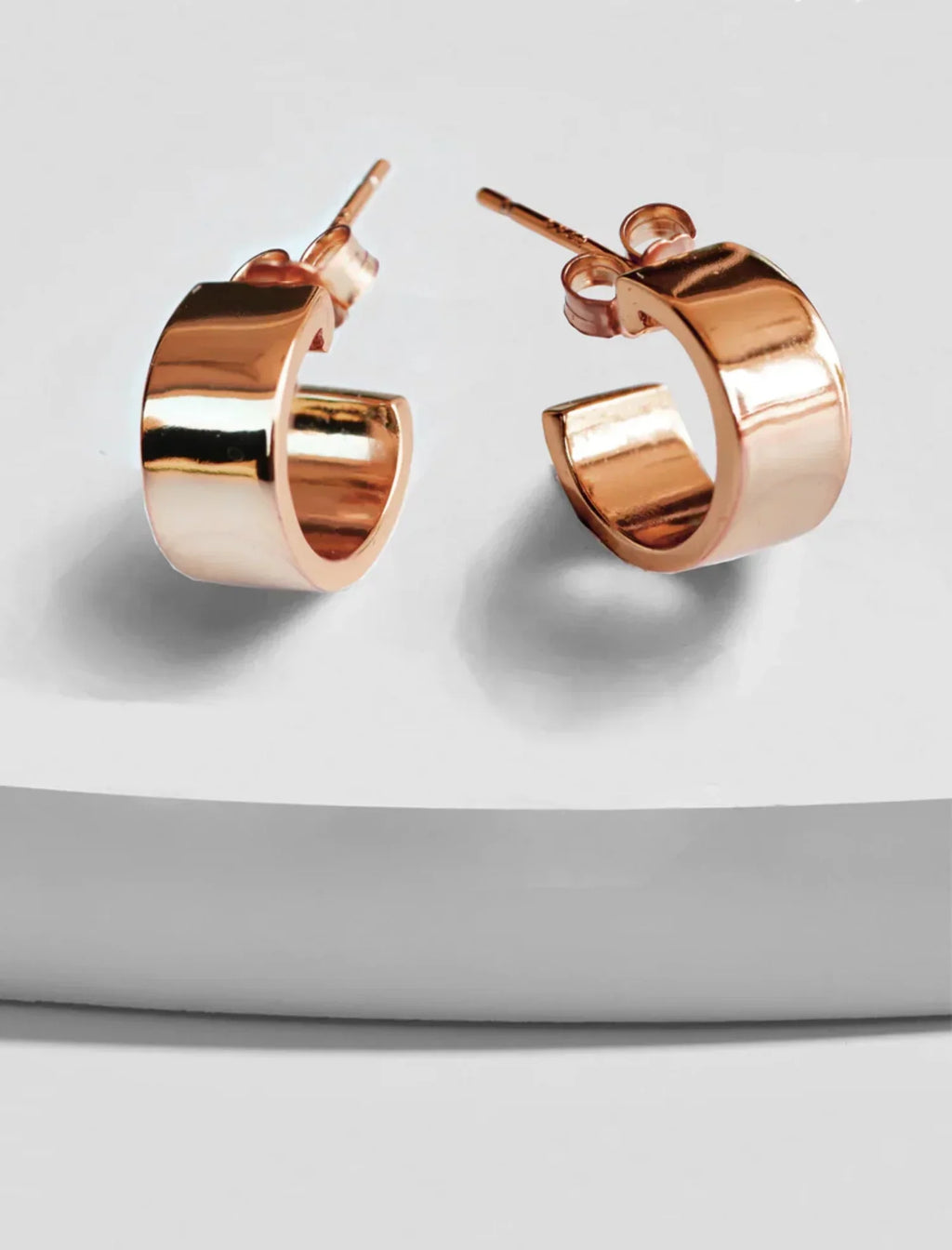 BOSS 18K ROSE GOLD OVER STERLING SILVER CHUBBY MINI HOOP EARRINGS