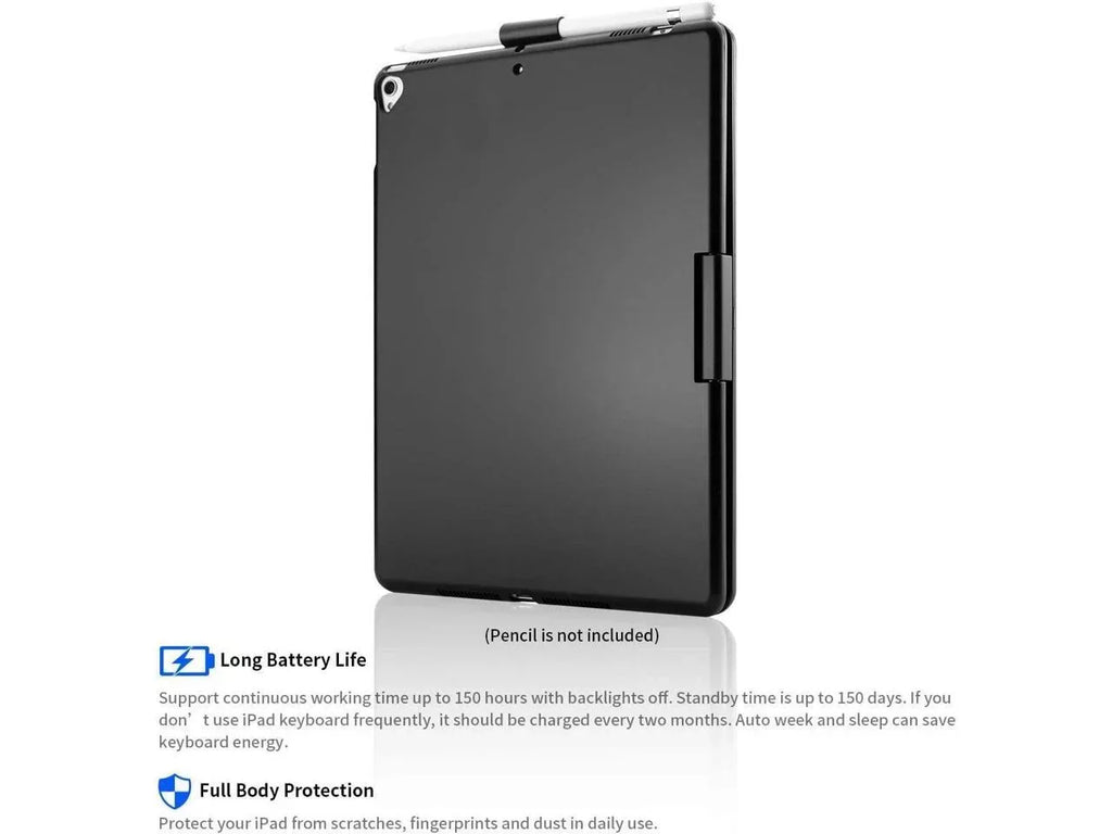 Touchpad Keyboard case for 10.2 inch iPad 9th Gen 2021/ 8th Gen 2020/ 7th Gen 2019 and iPad Air 3 / Pro 10.5, Rotatable Backlit Keyboard with Pencil Holder
