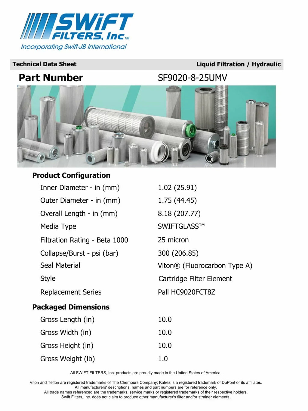 Direct Interchange for TAISEI KOGYO P-TMA-3-25C Cartridge Filter Element Microglass Construction 25 Micron