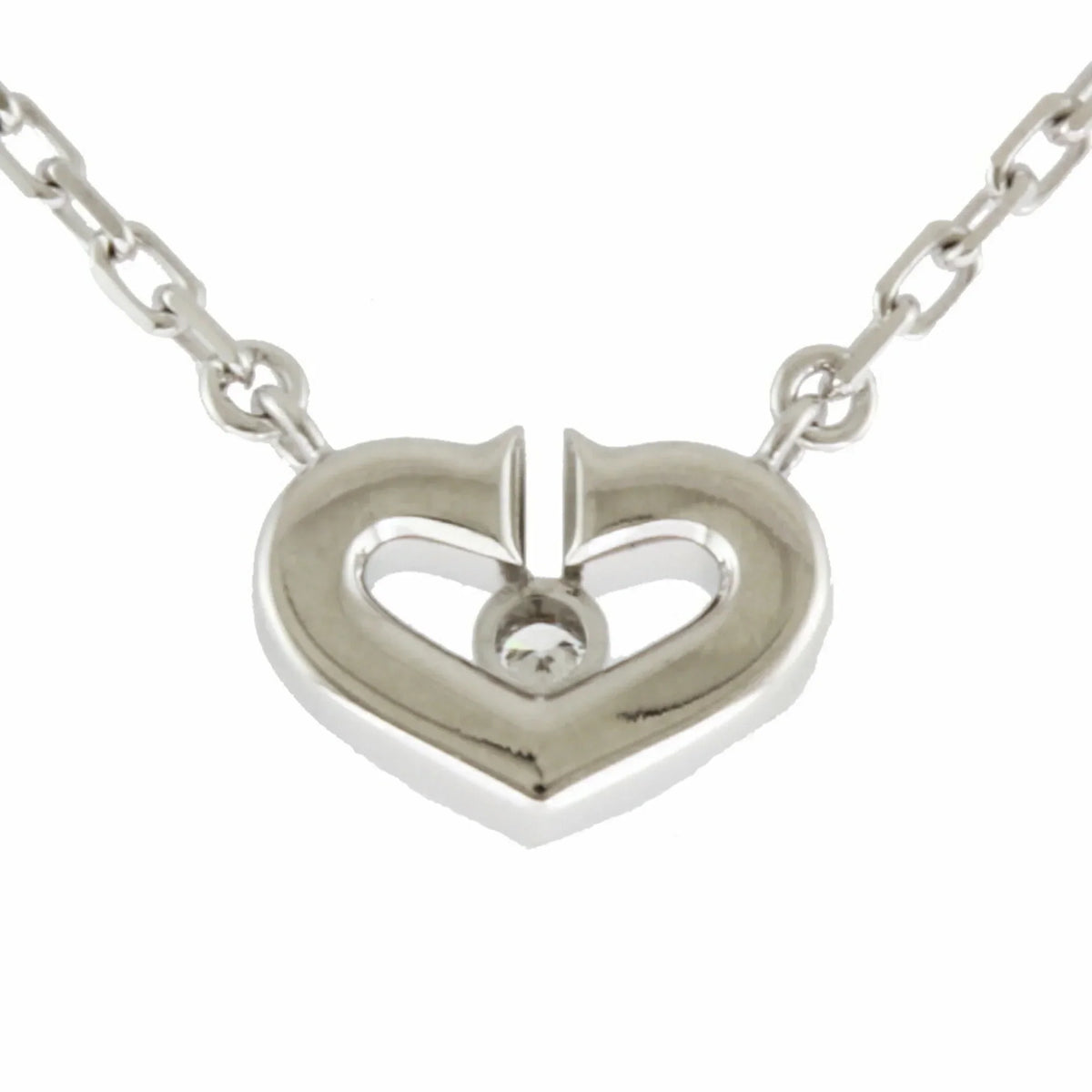 Pre-Owned Cartier C Heart Necklace 18K Diamond Ladies CARTIER BRJ10000000119253 (Like New)