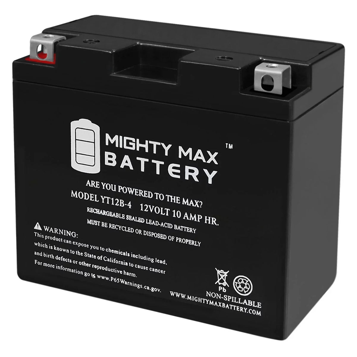 YT12B-4 12V 10Ah SLA Battery Replacement for Power-Sonic PT12B-4