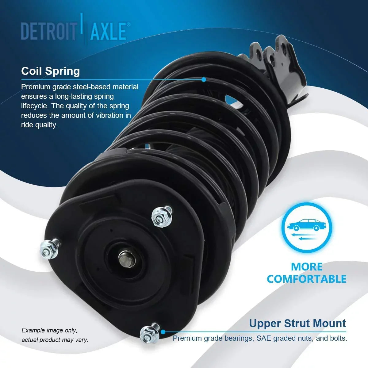 Detroit Axle - Front Struts for 1998-2002 Chevy Prizm 1993-02 Toyota Corolla Complete 2 Struts w/Coil Spring 1994 1995 1996 1997 1998 1999 2000 2001 Replacement Ready Struts Assembly