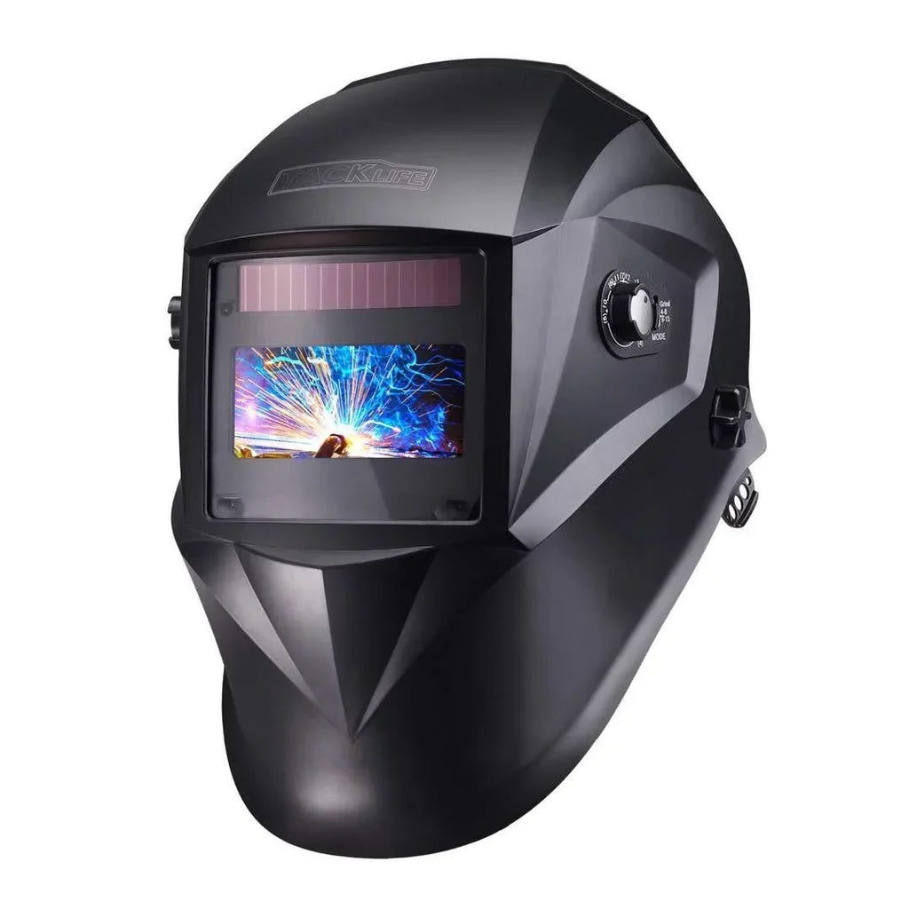 TACKLIFE Welding Helmet Solar Power Auto Darkening, Optical Class (1/1/1/1), Full Shade Range 3/4-8/9-13, 6Pcs Replacement Lenses, Grinding Feature for TIG MIG MMA Plasma - PAH04D NEW