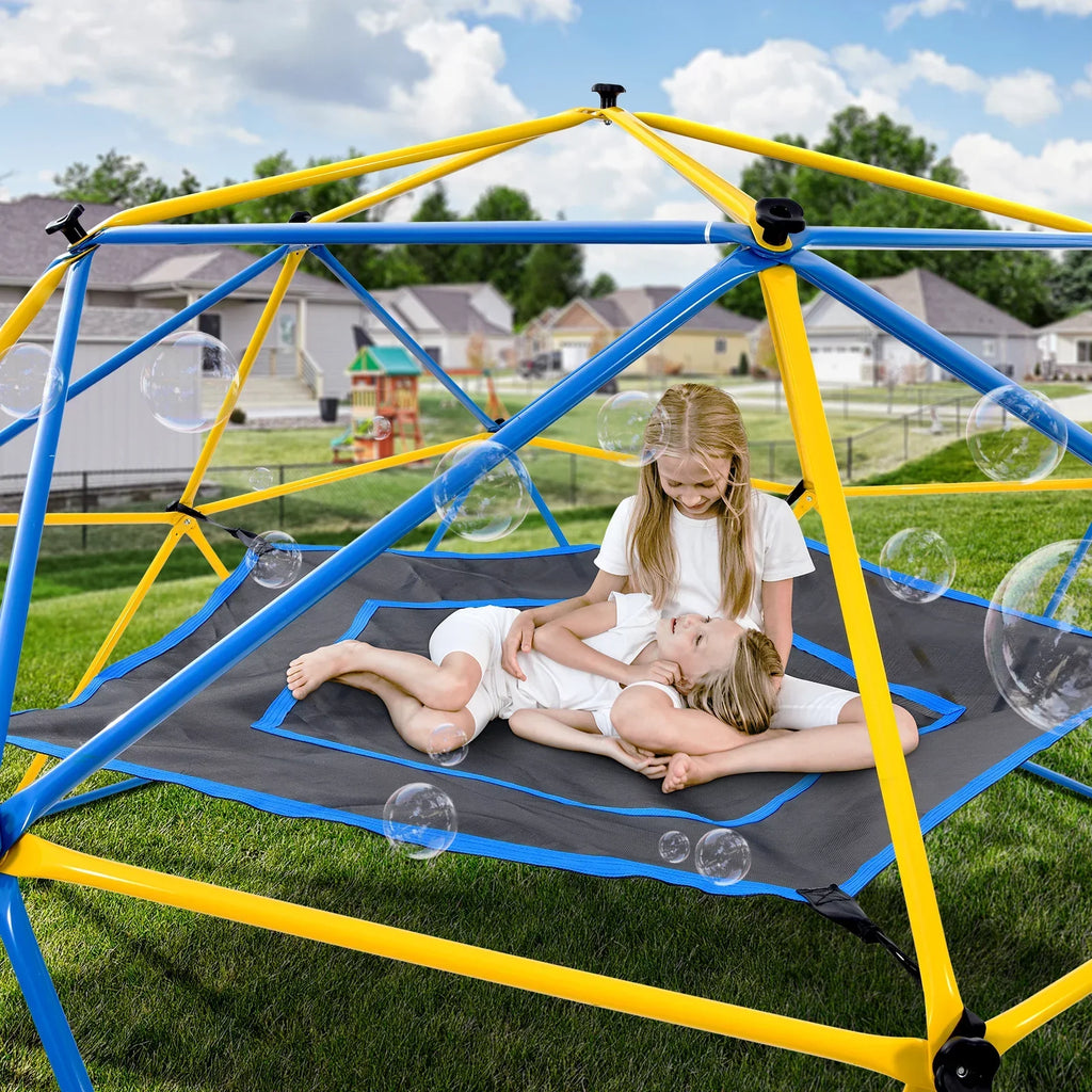JUGADER 800 lbs Dome Climber with Canopy 10FT Steel Frame Climbing Dome with Swing and Hammock For Kids