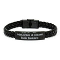 amangny Cosplaying is Cheaper Than Therapy. Braided Leather Bracelet, Cosplaying Present from, Love Engraved Bracelet for Men Women