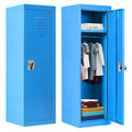 48" Kids Locker Cabinet, Daycare Metal Coat Locker w/Hanging Rod & Shelf for Kids Room Bedroom School Classroom, 2-Tier Storage Locker w/ 2 Keys for Toys, Clothes, Sports Gear