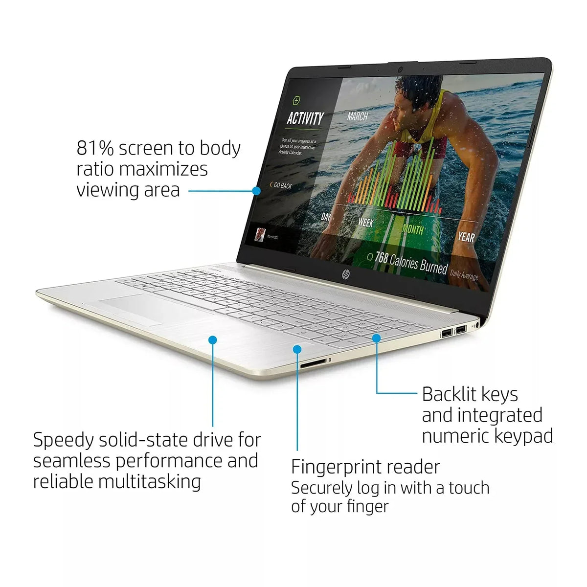 2022 HP 15.6" FHD Laptop PC Intel 11th 4-Core i5-1135G7 24GB DDR4 RAM 512GB NVMe SSD Intel Iris Xe Graphics Webcam HDMI WiFi AC RJ45 BT USB-C Backlit Keyboard Gold Windows 10 Pro w/RE Accessories