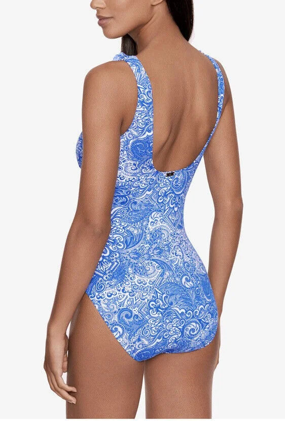 Ralph Lauren Printed Ruffled Tummy-Control One-Piece Swimsuit